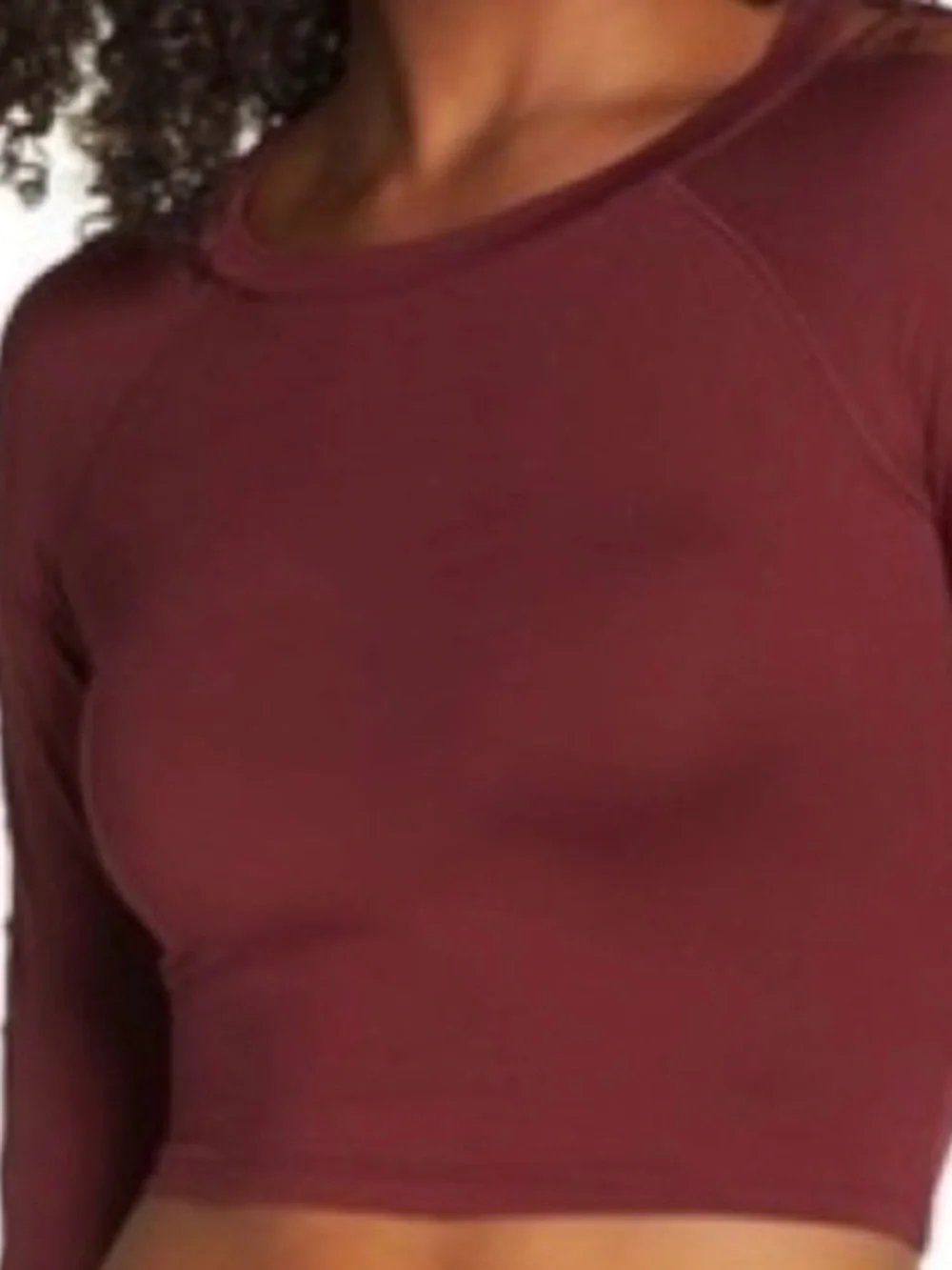 ALO High Line lattice Long-Sleeve Crop Top in Black Cherry size Medium